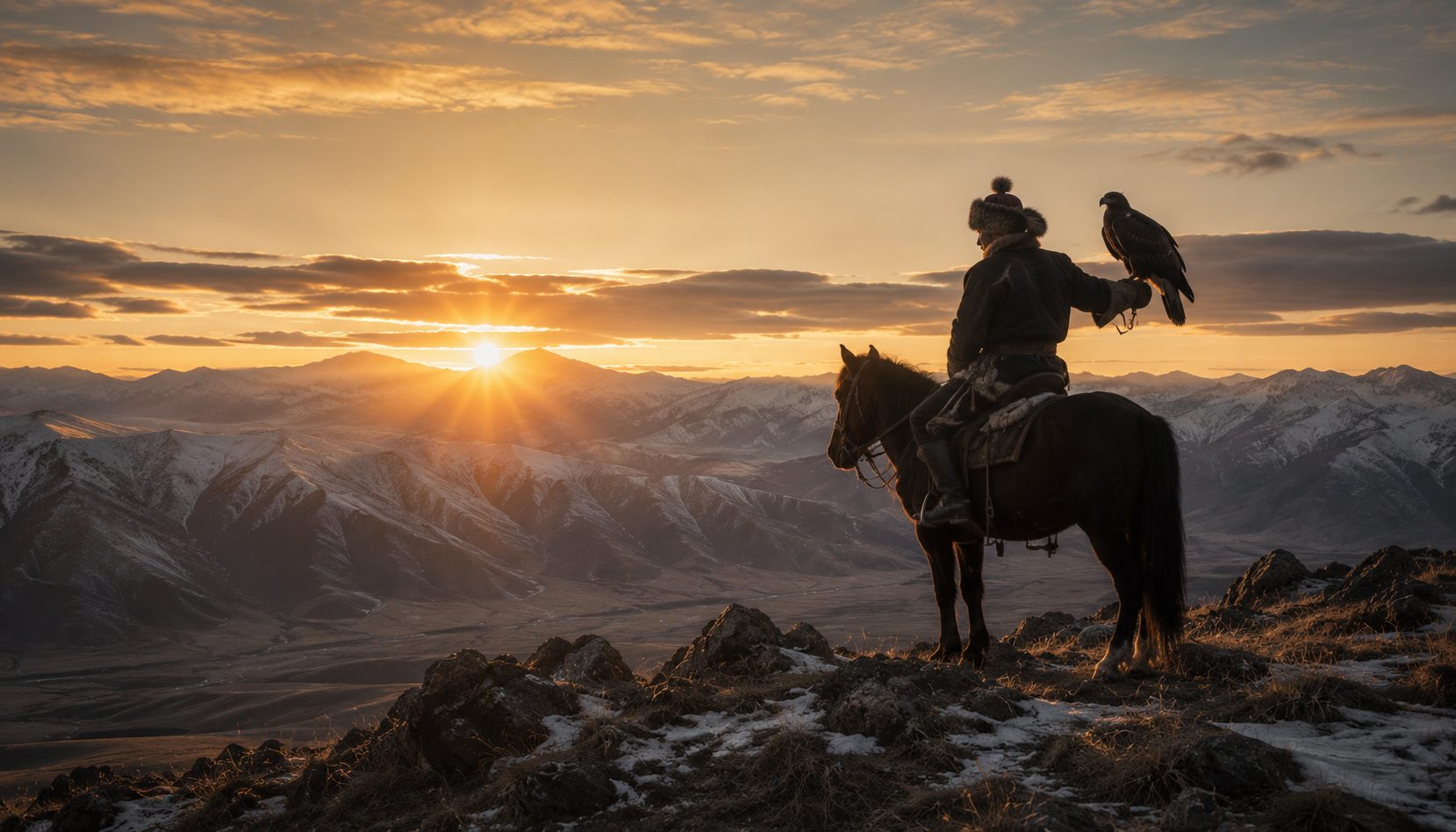The Altai mountains at sunrise, Bayan-Ölgii
