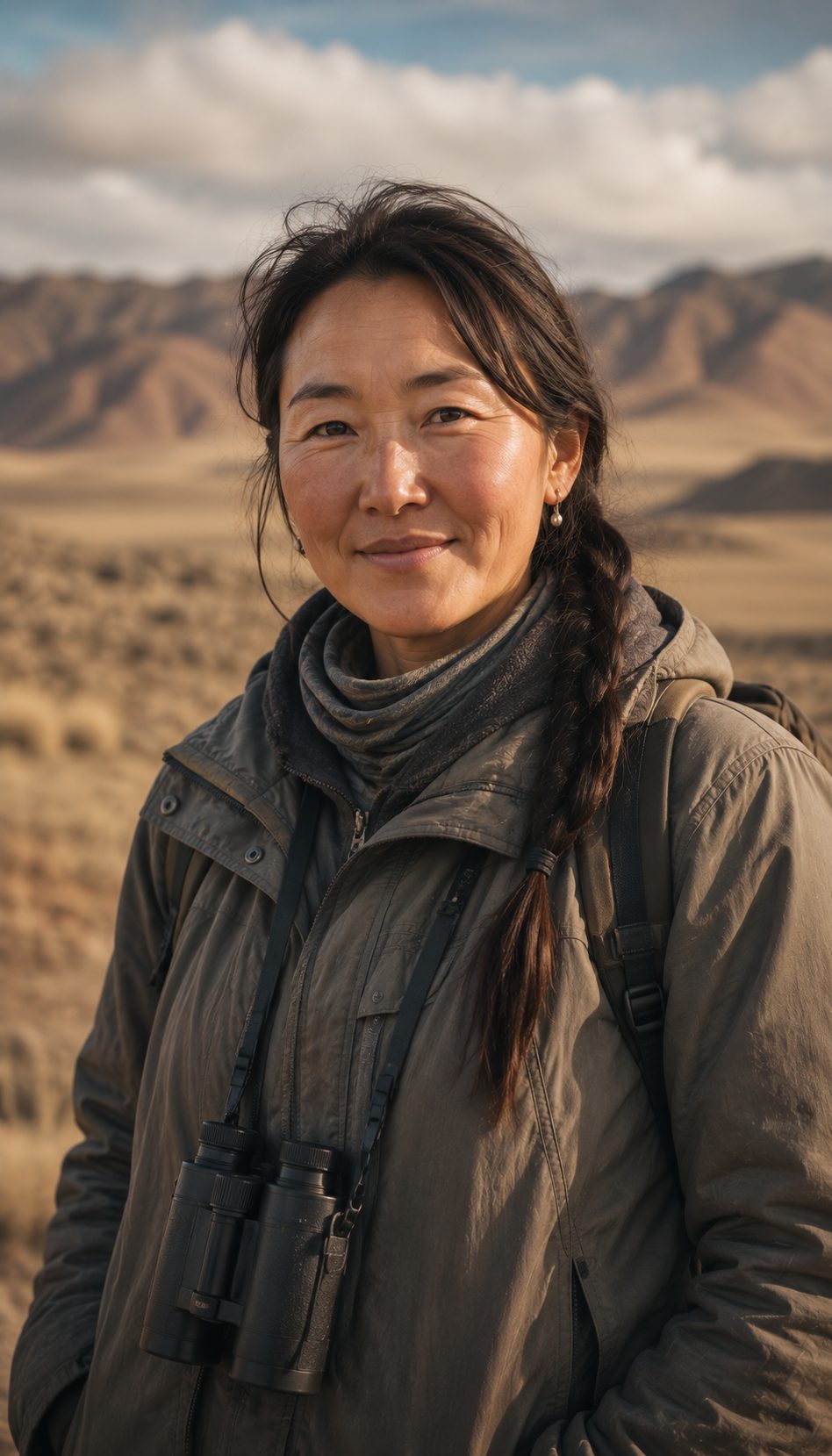 Portrait of Oyuunchimeg, a naturalist and wildlife guide
